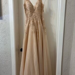 Xscape Champagne Satin Dress